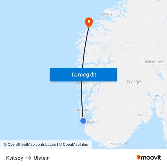 Kvitsøy to Ulstein map