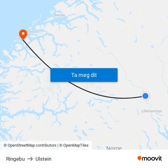 Ringebu to Ulstein map