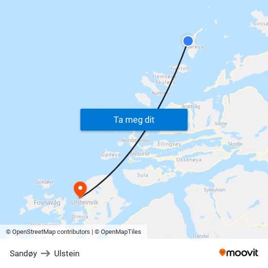 Sandøy to Ulstein map