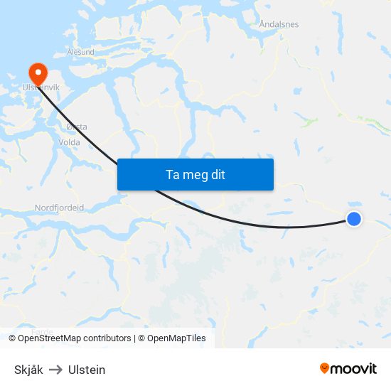 Skjåk to Ulstein map