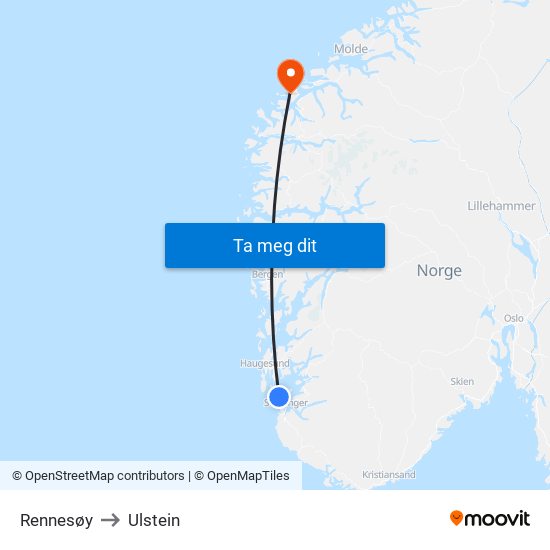 Rennesøy to Ulstein map
