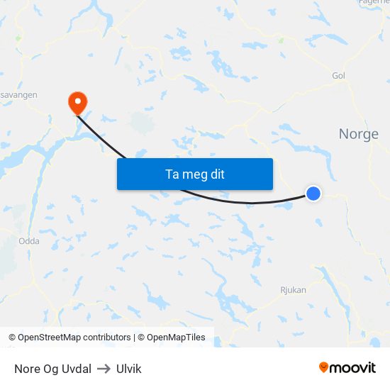 Nore Og Uvdal to Ulvik map