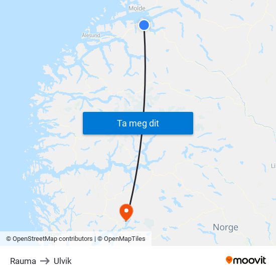 Rauma to Ulvik map