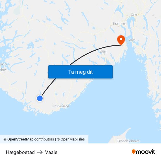 Hægebostad to Vaale map