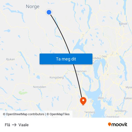 Flå to Flå map