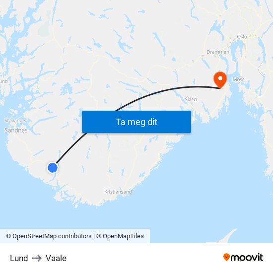 Lund to Vaale map