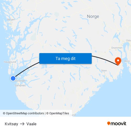 Kvitsøy to Vaale map