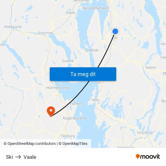 Ski to Vaale map