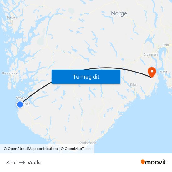 Sola to Vaale map