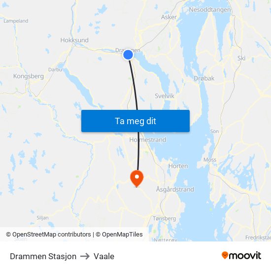 Drammen Stasjon to Vaale map