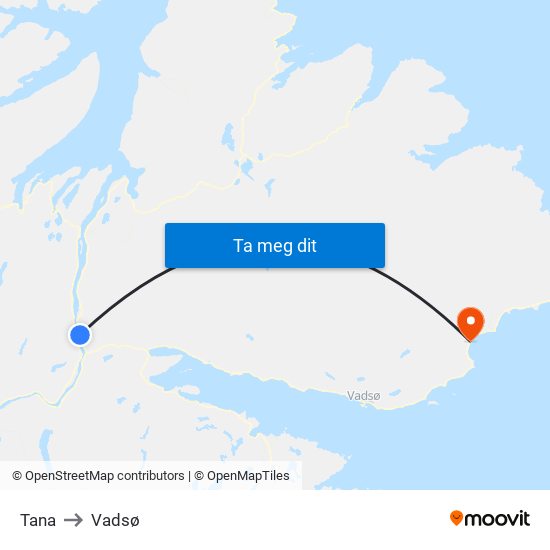 Tana to Vadsø map