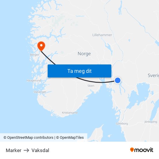 Marker to Vaksdal map