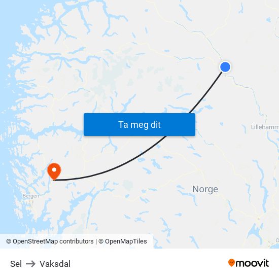 Sel to Vaksdal map