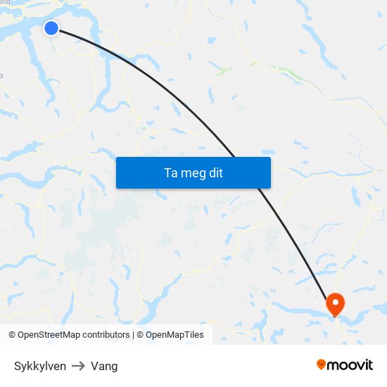 Sykkylven to Vang map