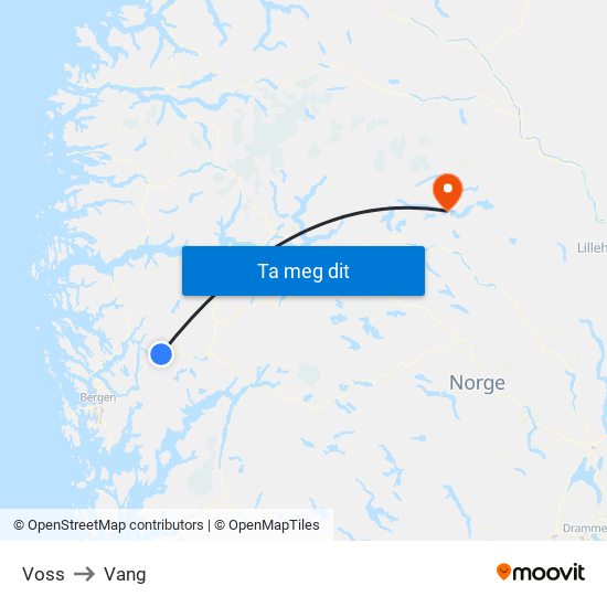 Voss to Vang map