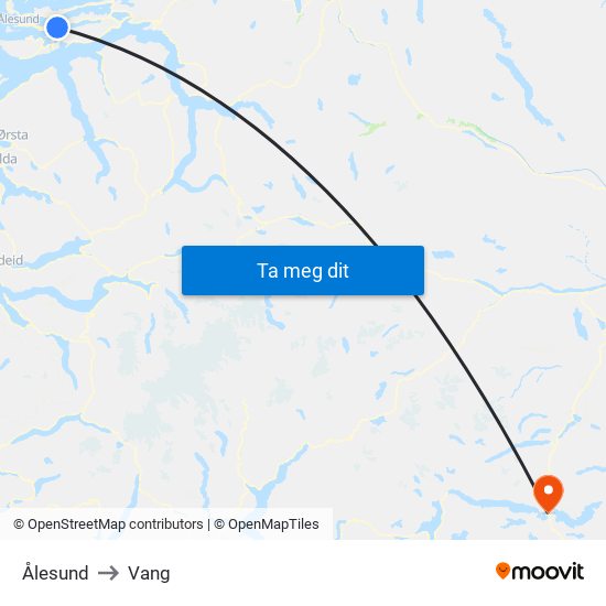 Ålesund to Vang map