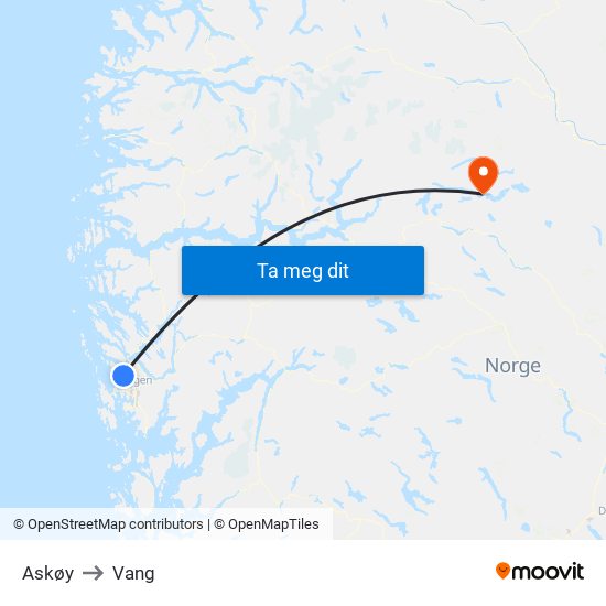 Askøy to Vang map