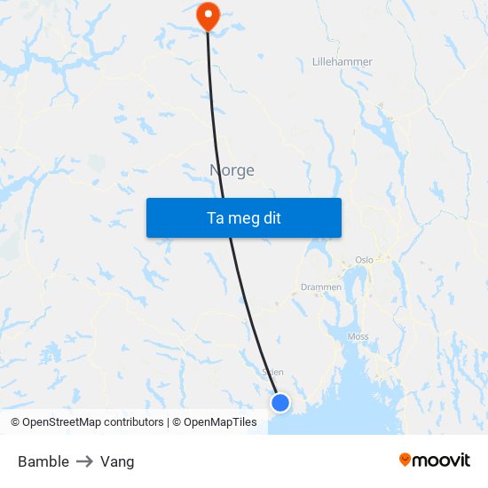 Bamble to Vang map