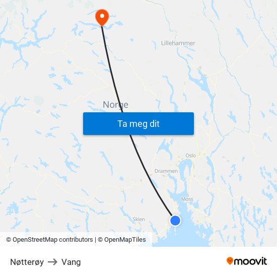 Nøtterøy to Vang map