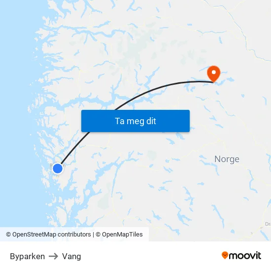 Byparken to Vang map