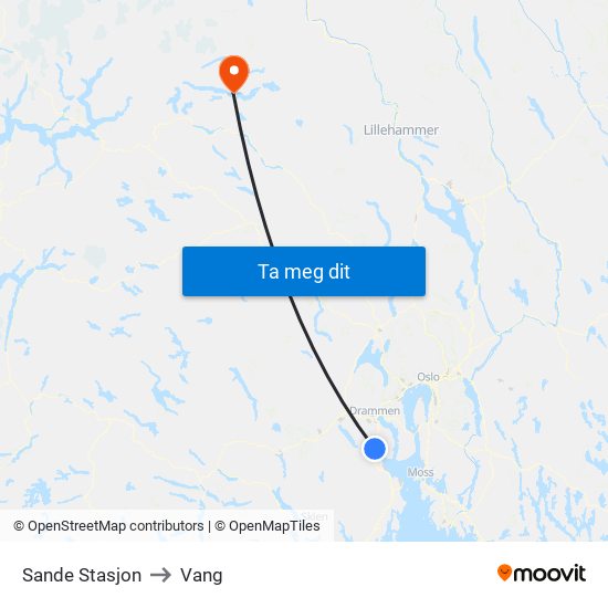 Sande Stasjon to Vang map