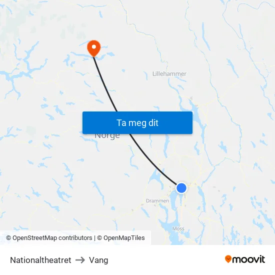 Nationaltheatret to Vang map