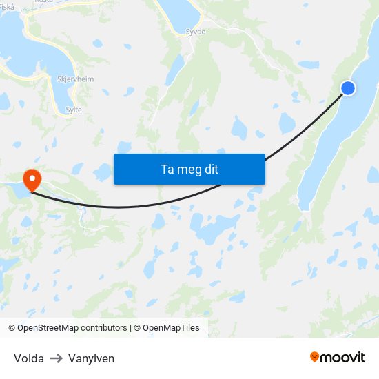 Volda to Vanylven map