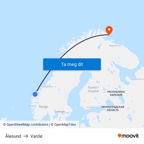 Ålesund to Vardø map