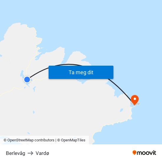 Berlevåg to Vardø map