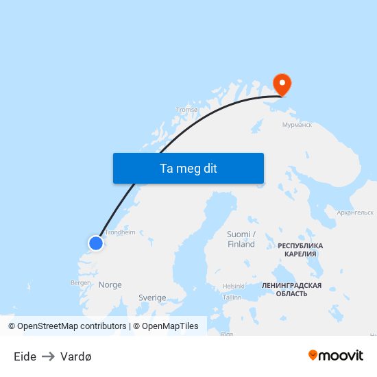 Eide to Vardø map