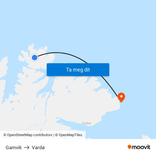 Gamvik to Vardø map