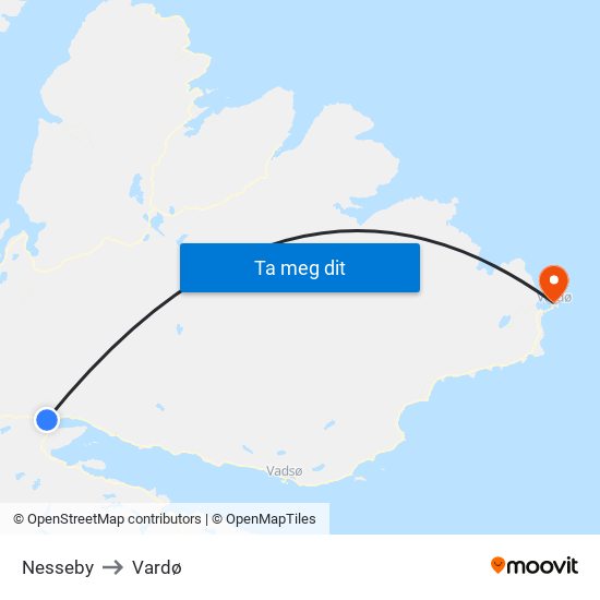Nesseby to Vardø map