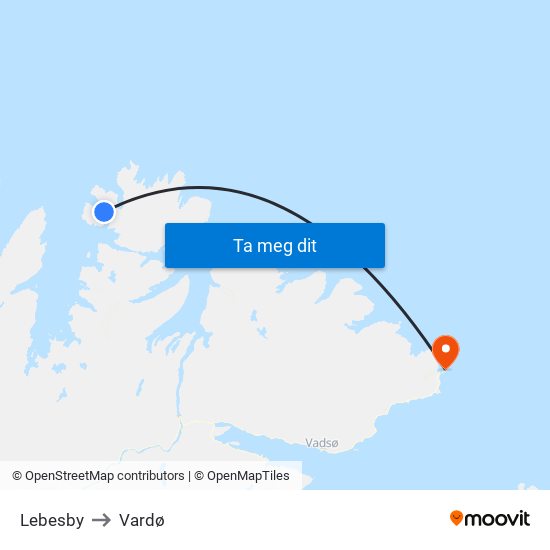 Lebesby to Vardø map