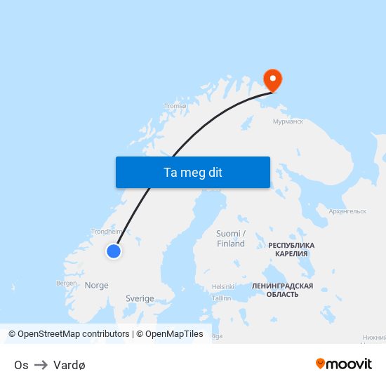 Os to Vardø map