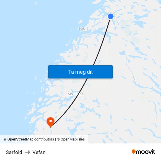 Sørfold to Vefsn map