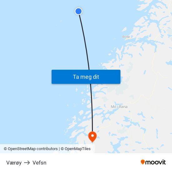 Værøy to Vefsn map