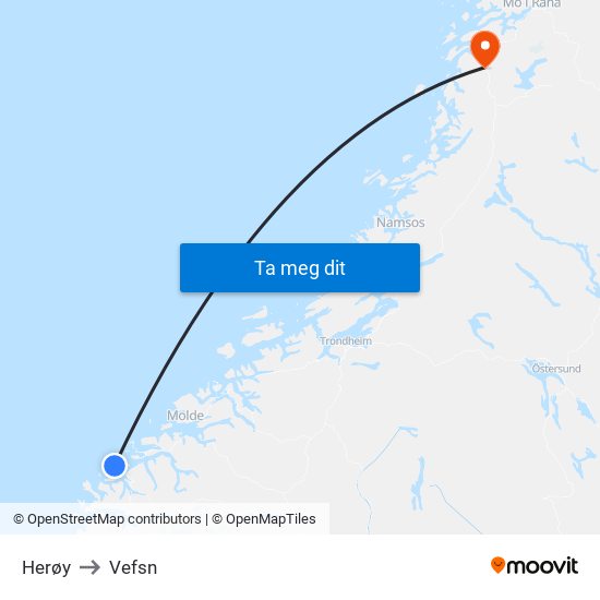 Herøy to Vefsn map