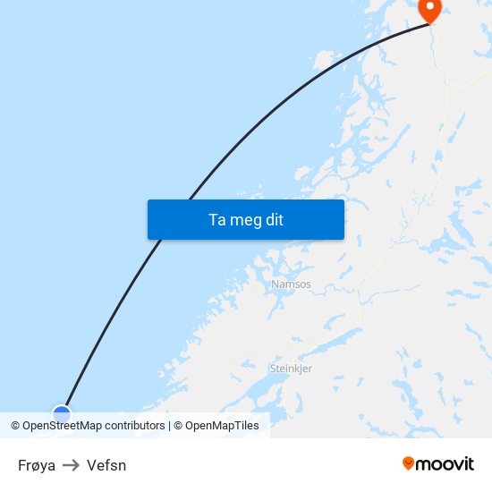 Frøya to Vefsn map