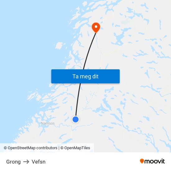 Grong to Vefsn map