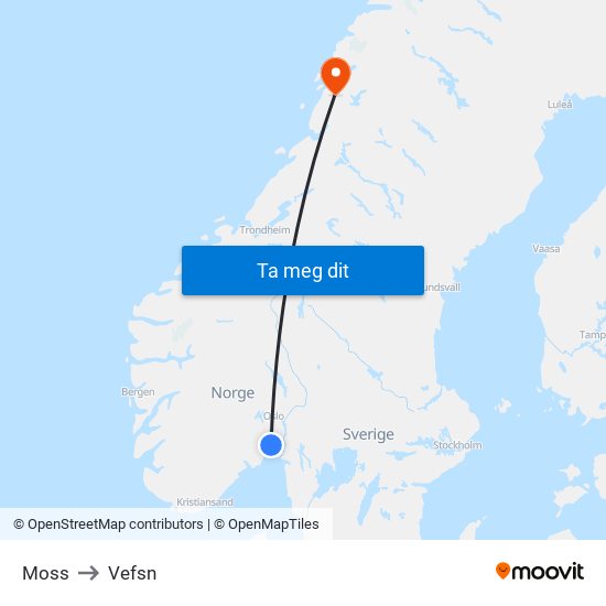 Moss to Vefsn map