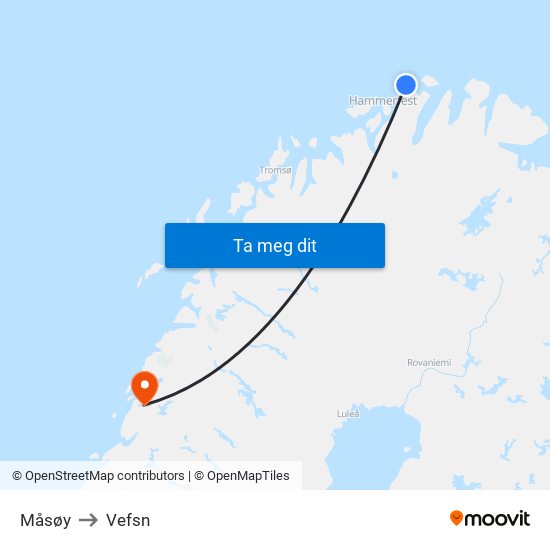 Måsøy to Vefsn map