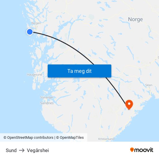 Sund to Vegårshei map