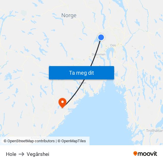 Hole to Vegårshei map