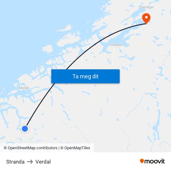 Stranda to Verdal map