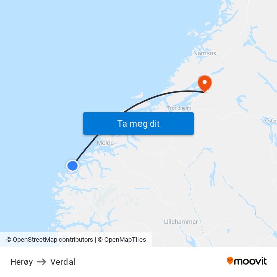 Herøy to Verdal map