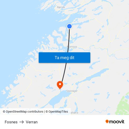 Fosnes to Verran map