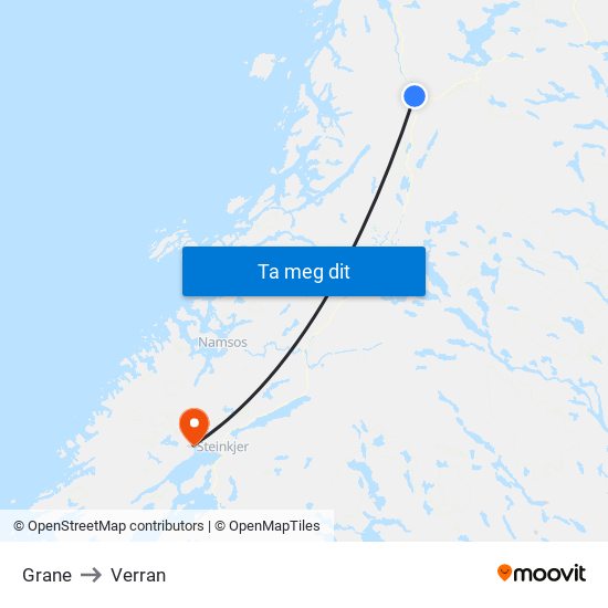 Grane to Verran map