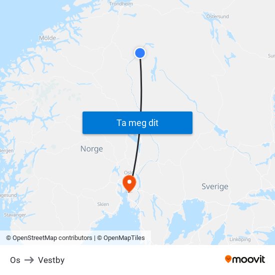 Os to Vestby map