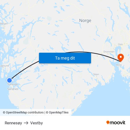 Rennesøy to Vestby map