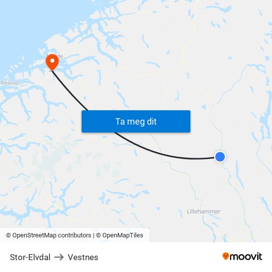 Stor-Elvdal to Vestnes map